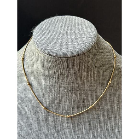 Vintage Revlon Necklace Gold Tone Beaded Minimalist Choker Stackable Capsule 18” - Picture 1 of 7